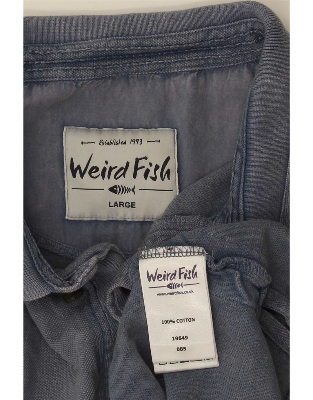 Weird Fish Polo para hombre de algodón azul grande