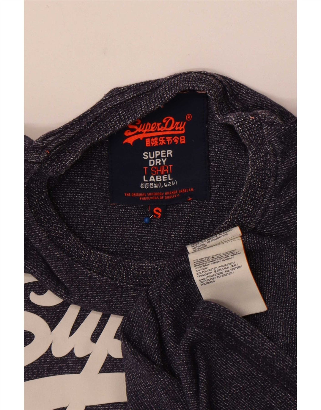 Superdry Hombre Camiseta Gráfica Top Small Azul Marino Algodón