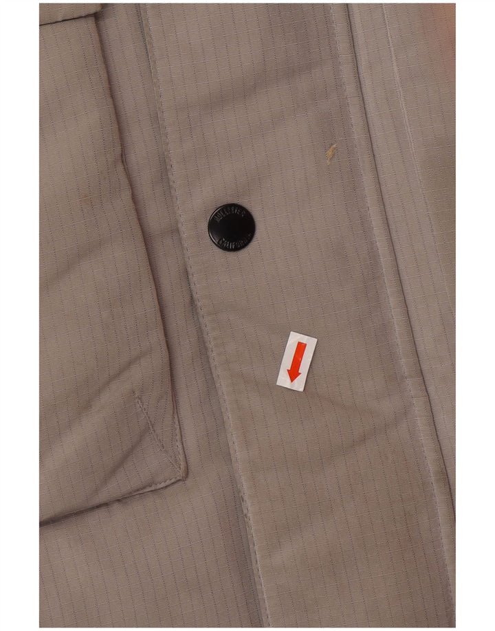 HOLLISTER Chaqueta acolchada con capucha para hombre Reino Unido 40 Poliéster gris grande