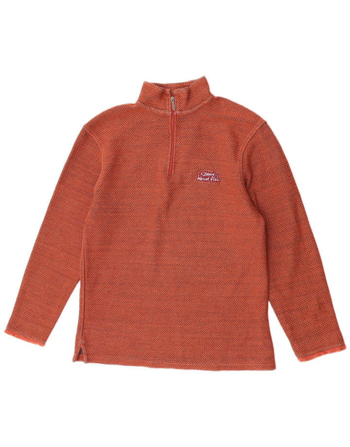 Weird Fish - Sudadera con cuello y cremallera para hombre, color naranja medio, algodón