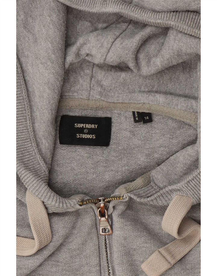 Superdry Suéter con capucha y cremallera para mujer Reino Unido 44 Grande Gris