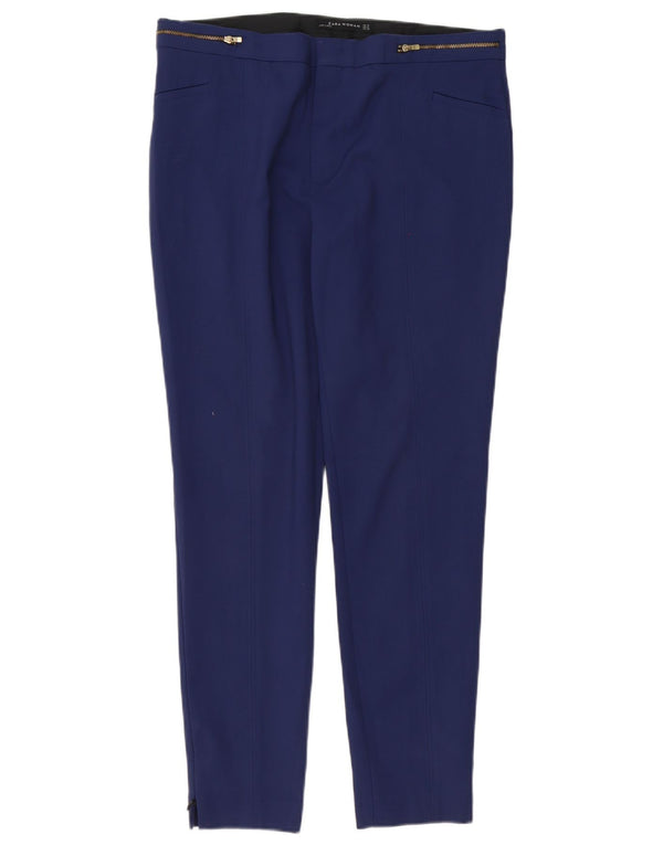 Zara Mujer Pantalón Casual Slim XL W32 L30 Azul Marino Algodón