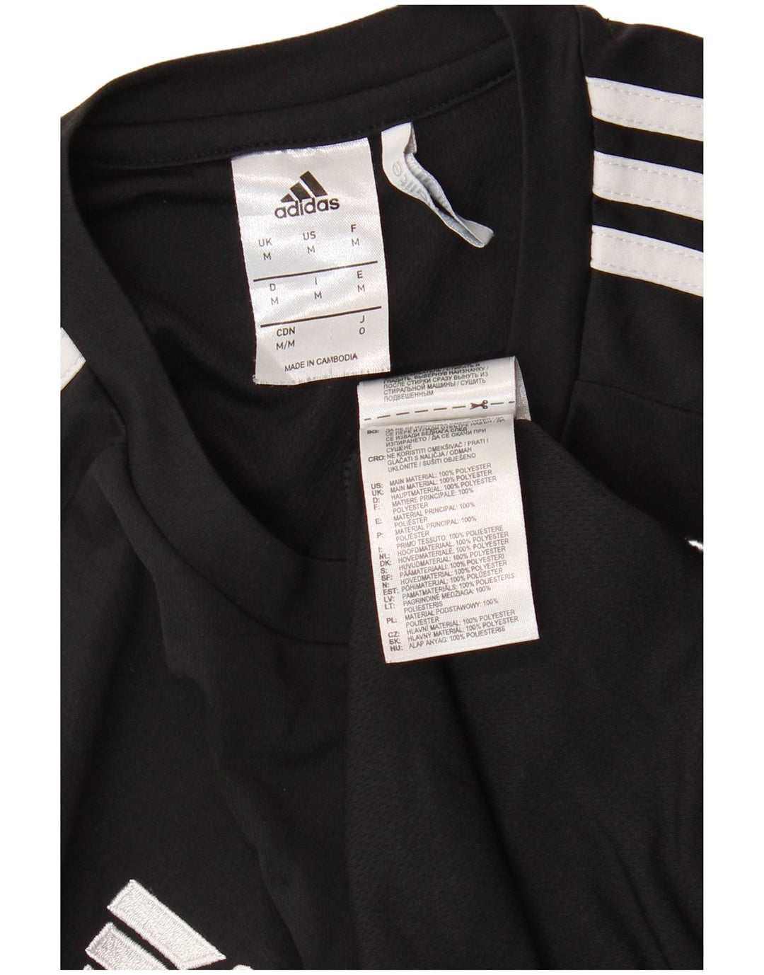 Camiseta ADIDAS Climalite para hombre Top medio negro color block poliéster