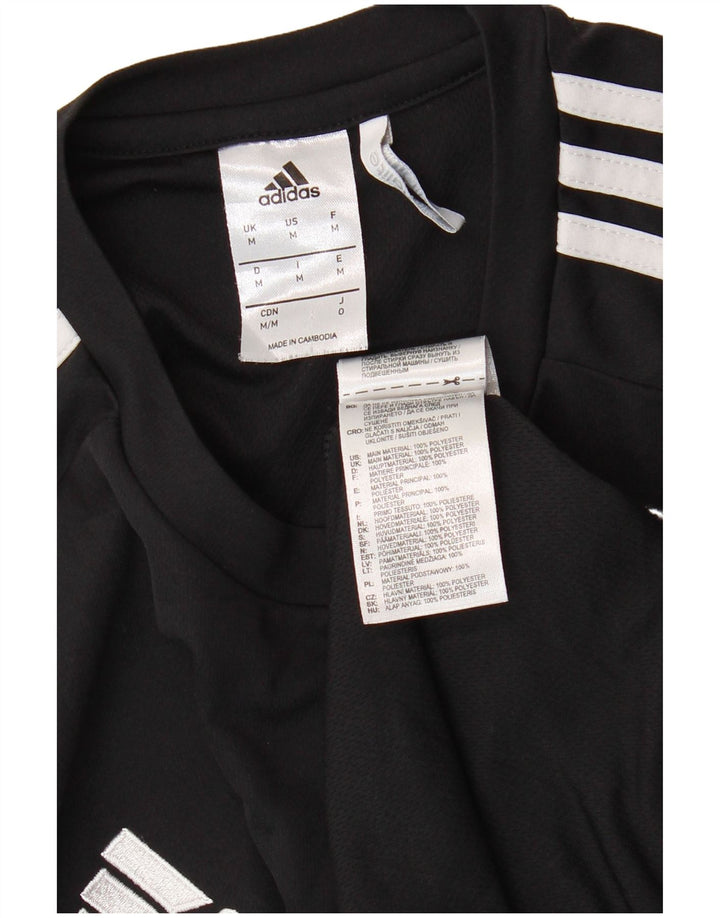 Camiseta ADIDAS Climalite para hombre Top medio negro color block poliéster