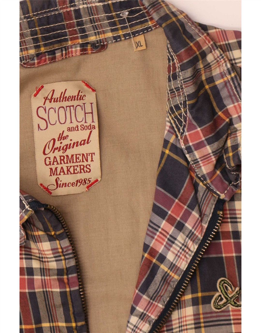 Scotch & Soda Chaqueta bomber para hombre UK 42 XL Poliéster a cuadros azules
