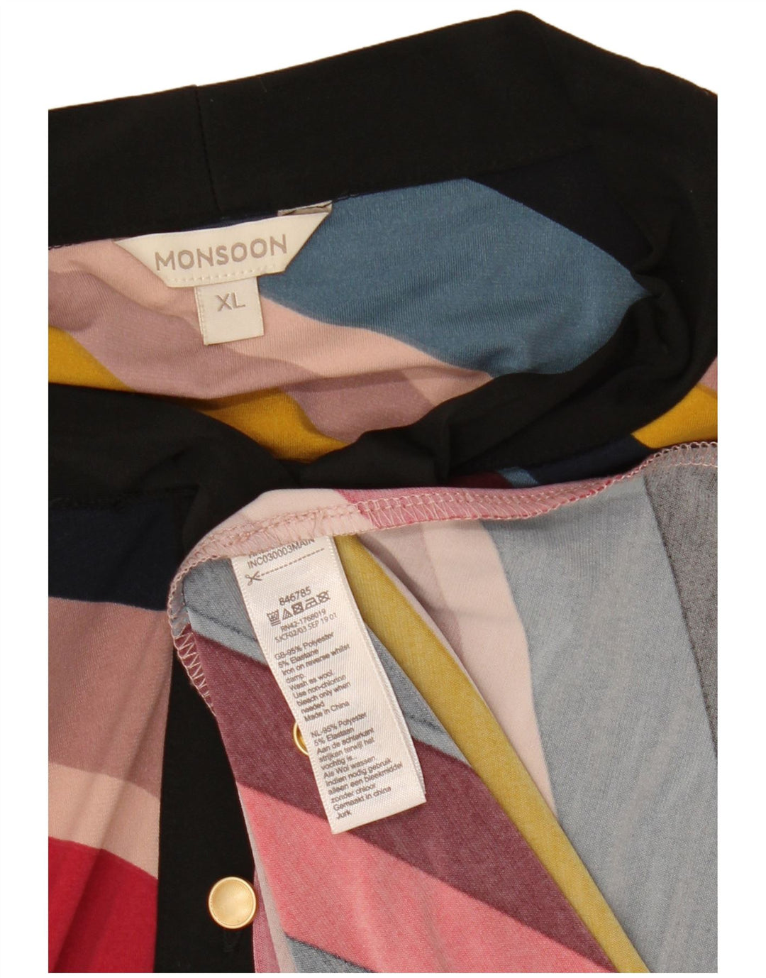 MONSOON Vestido largo con lazo delantero para mujer UK 40 XL Rayas multicolores