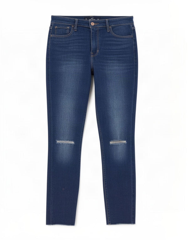 Hollister Mujer Crop Distressed Skinny Jeans US 7 Medium W28 L26 Azul