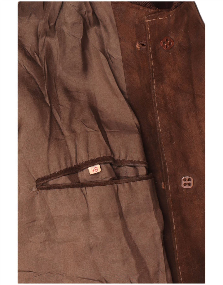 Vintage hombres ante bomber chaqueta IT 48 marrón medio