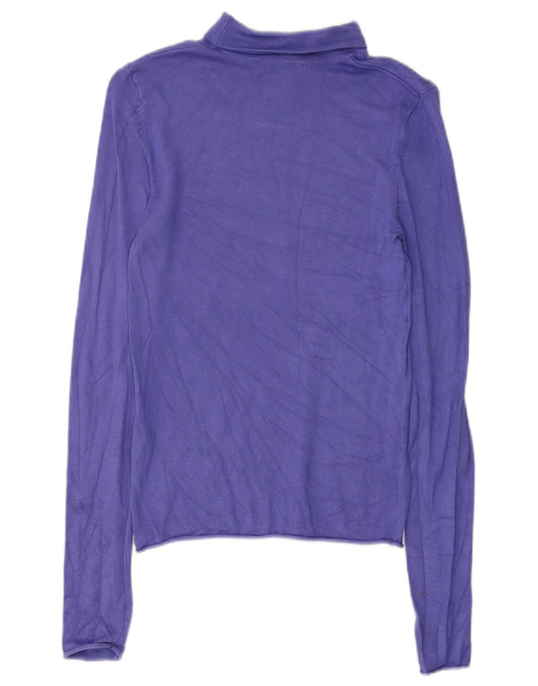 Zara Mujer Top Manga Larga UK 8 Small Viscosa Púrpura