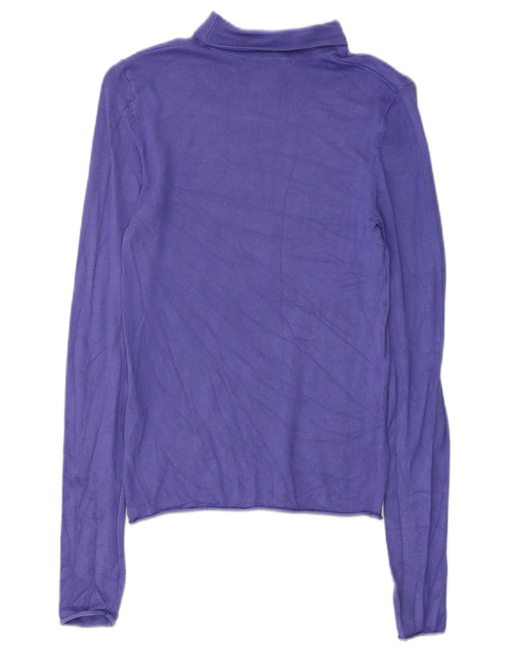 Zara Mujer Top Manga Larga UK 8 Small Viscosa Púrpura