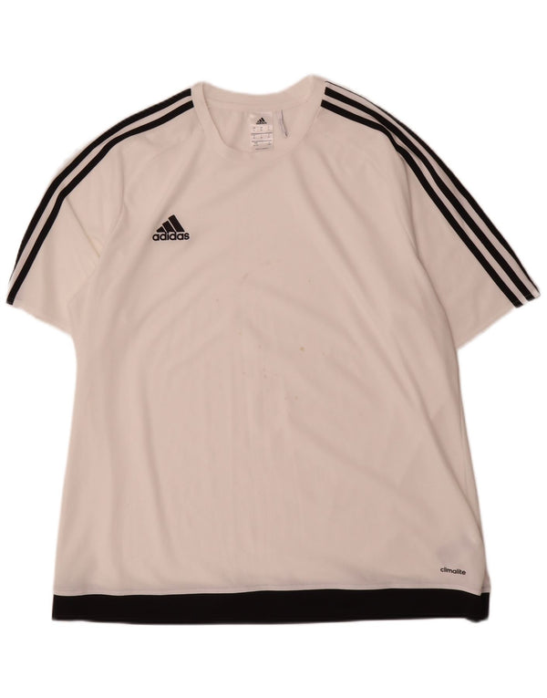 Adidas Hombre Climalite Camiseta Top XL Blanco Colorblock Poliéster
