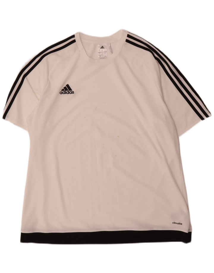 Adidas Hombre Climalite Camiseta Top XL Blanco Colorblock Poliéster