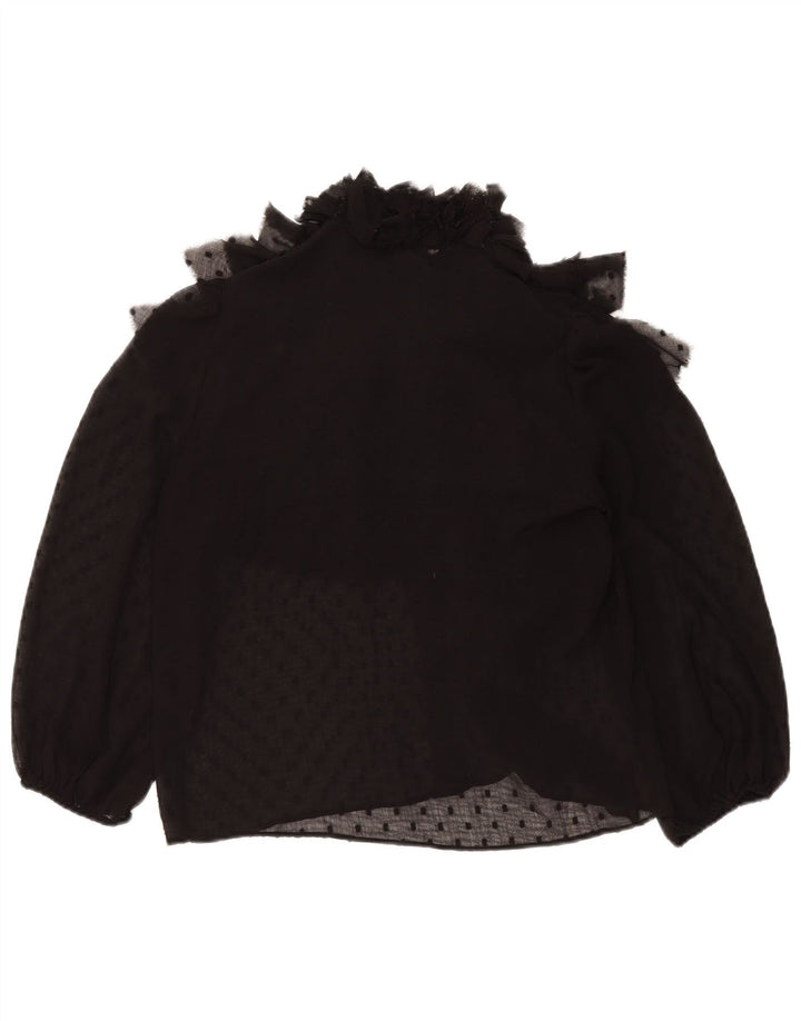 Zara Mujer Blusa Extragrande Top Reino Unido 10 Pequeño Negro Manchado