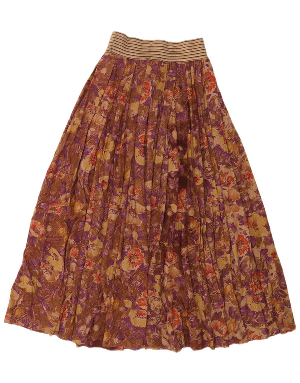 Vintage mujer Midi falda plisada W24 XS multicolor floral