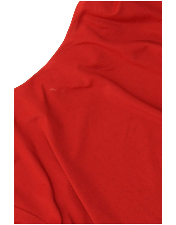 Zara Mujer Crop Top Manga Larga UK 8 Small Rojo Poliamida