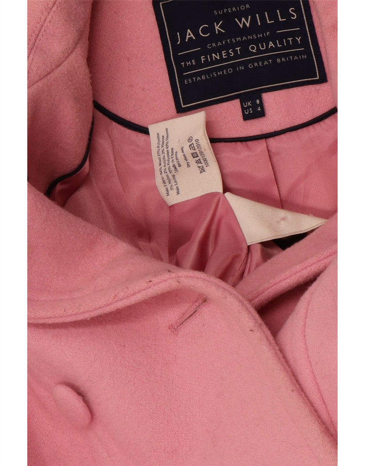 JACK WILLS Abrigo cruzado para mujer UK 8 Small Pink Wool