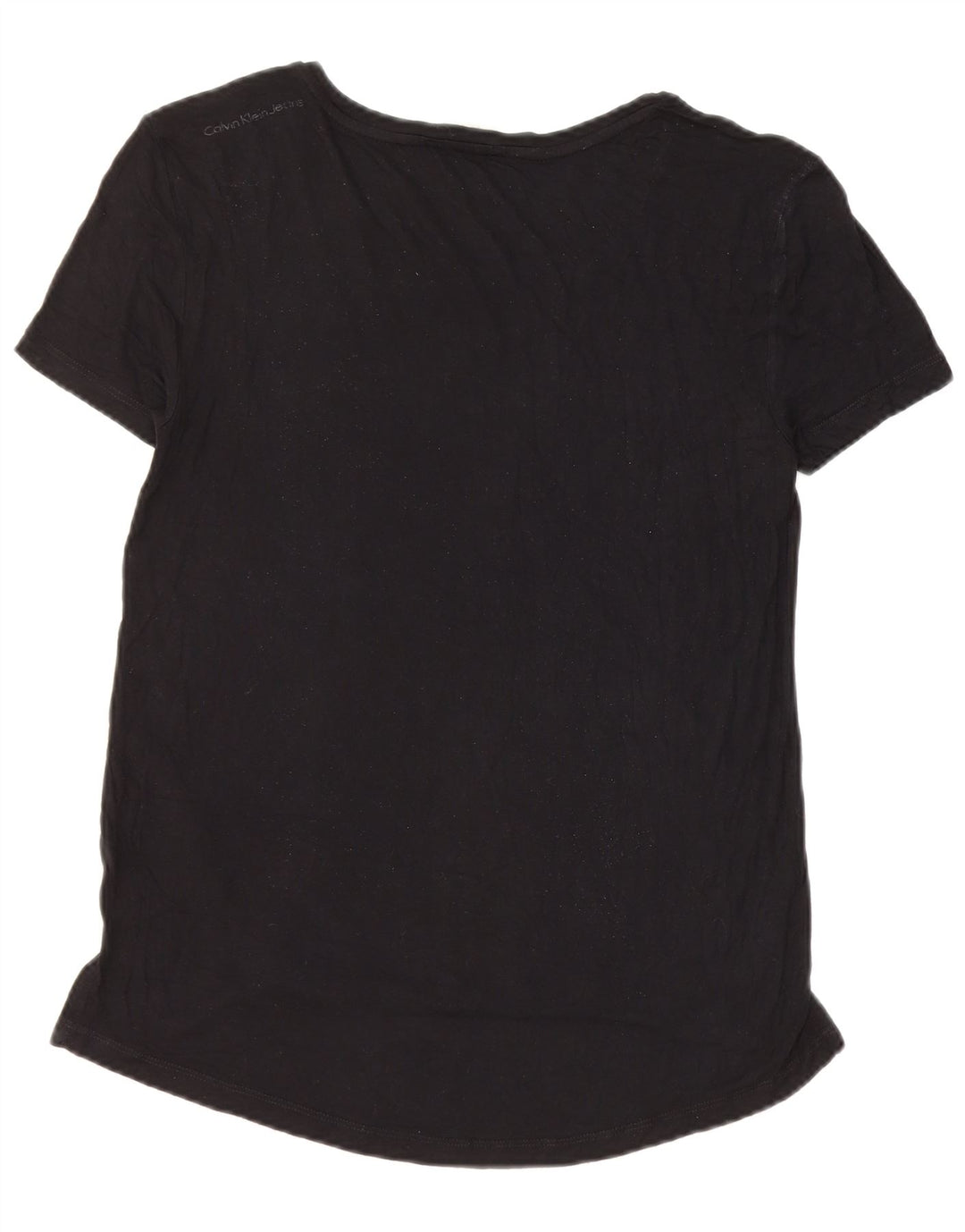 Calvin Klein Camiseta gráfica para mujer Top UK 10 Small Viscosa negra