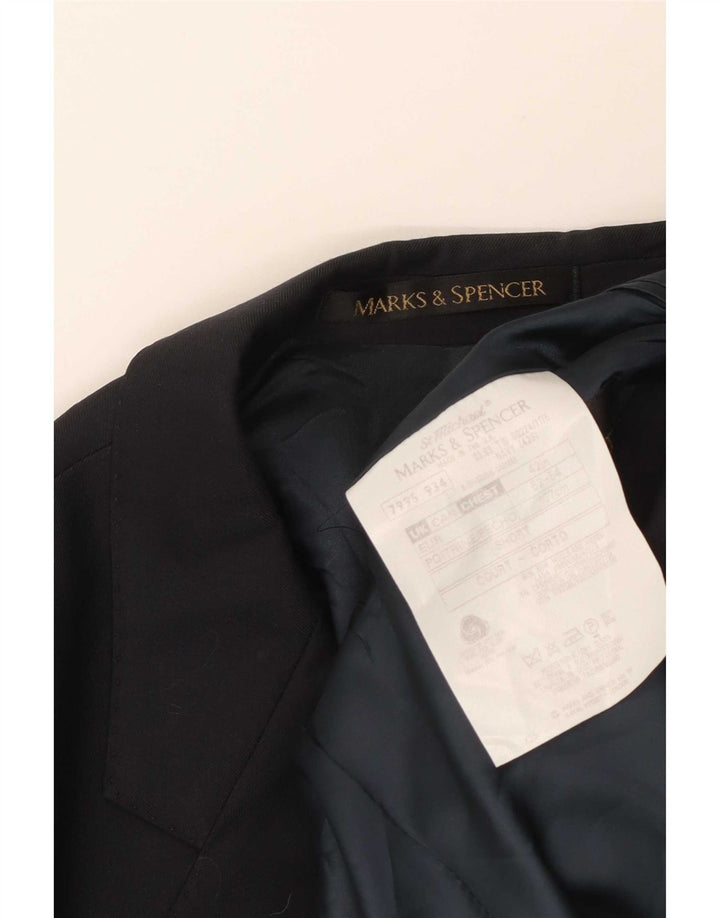 Marks & Spencer Chaqueta tipo blazer corta de 2 botones para hombre, talla grande, de lana azul marino