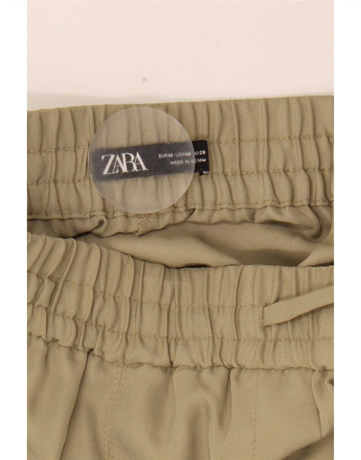 Zara Mujer Joggers Pantalones Casuales Medianos W28 L26 Poliéster Caqui