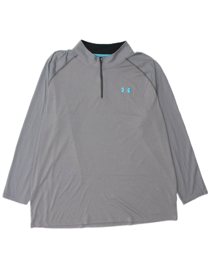 UNDER ARMOUR Camiseta de chándal para hombre Heat Gear con cremallera y cuello 3XL Gris