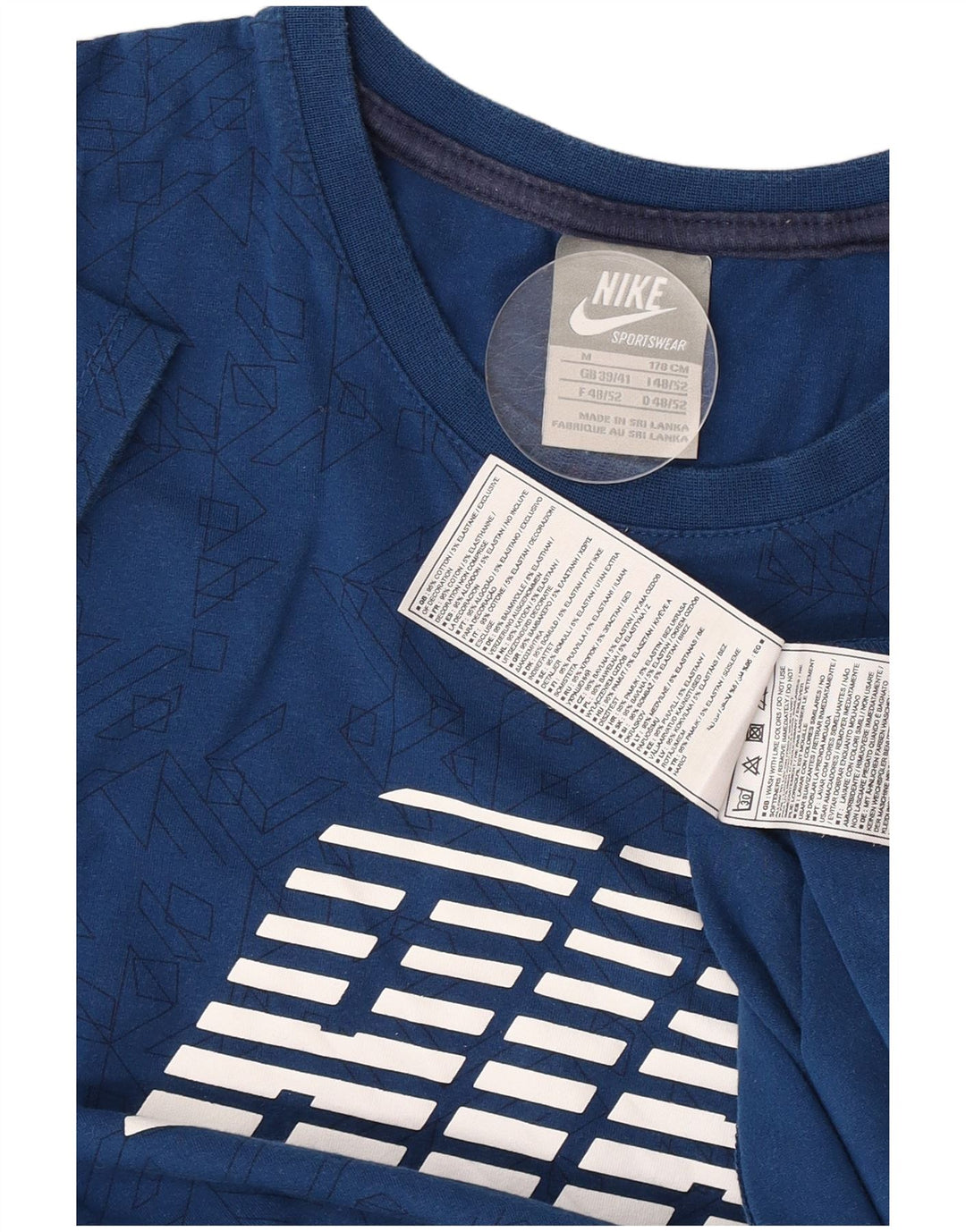 Camiseta Nike Air Graphic para hombre, parte superior de algodón geométrico azul medio