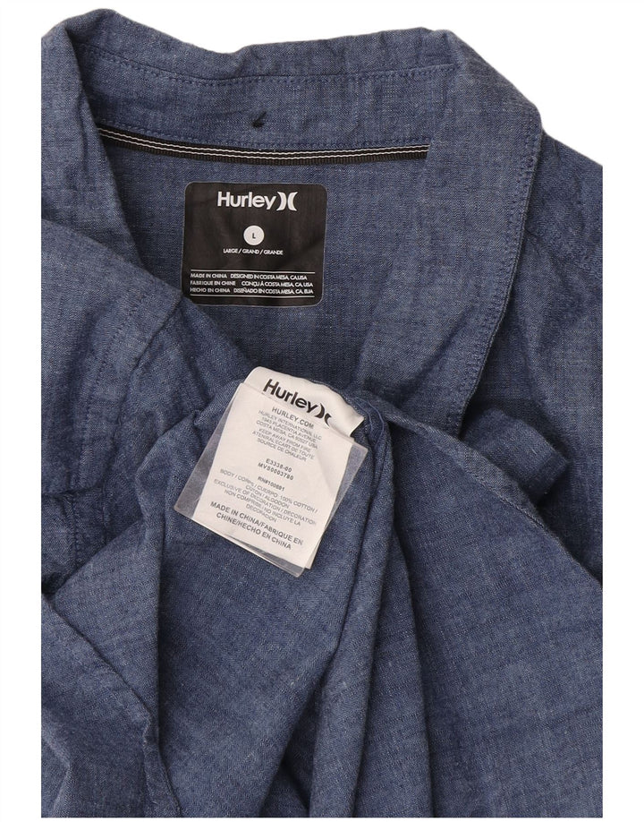 Hurley Camisa De Manga Corta Para Hombre Algodón Azul Grande