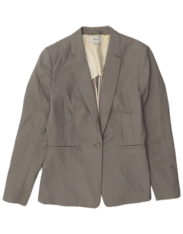 Chaqueta tipo blazer de 1 botón para mujer Reiss UK 10 Small Grey Wool