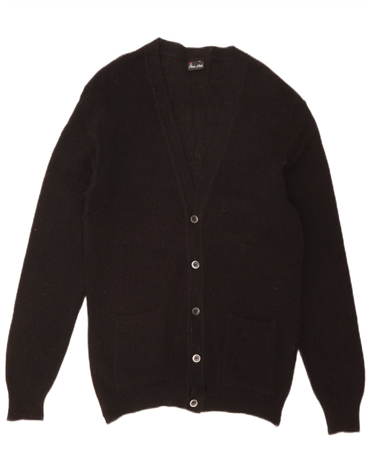 Vintage hombres Cardigan suéter pequeño acrílico negro