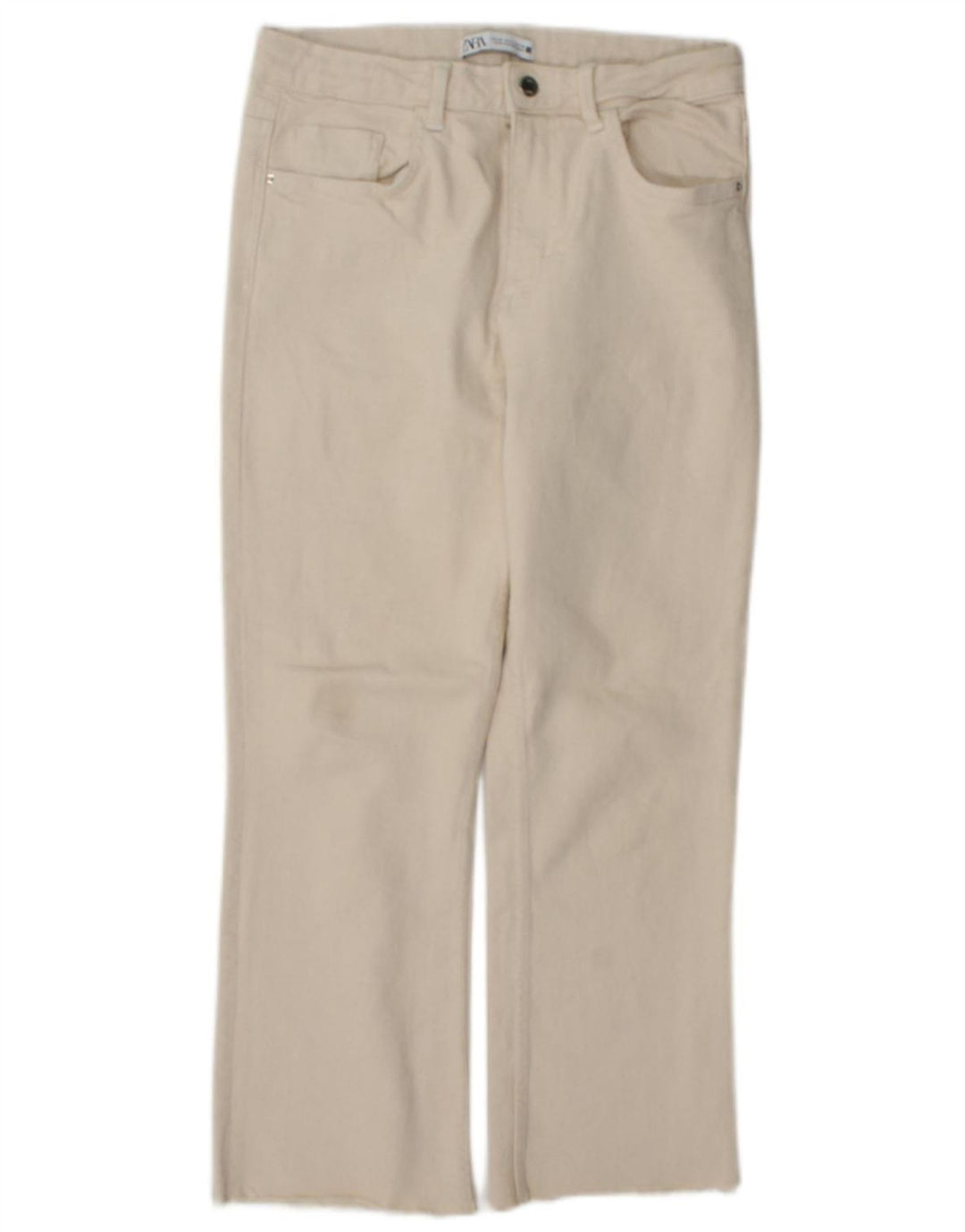 Zara Jeans Rectos Mujer EU 40 Medium W30 L26 Algodón Beige