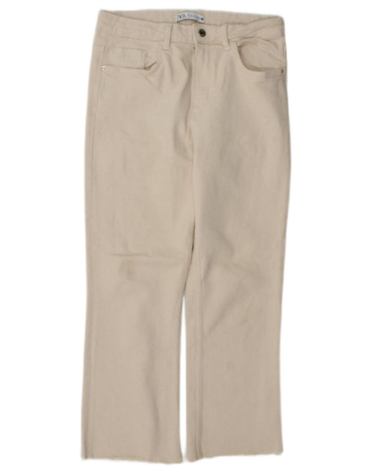 Zara Jeans Rectos Mujer EU 40 Medium W30 L26 Algodón Beige