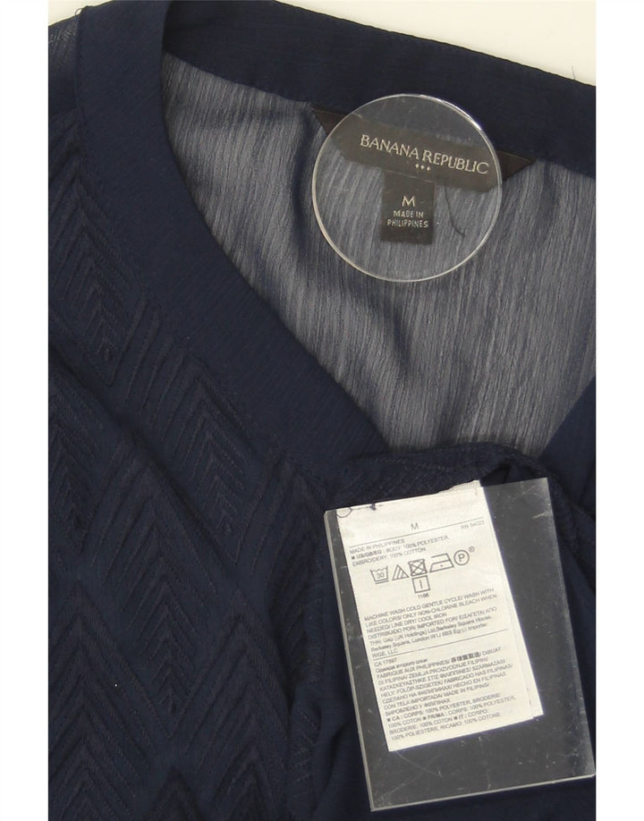 BANANA REPUBLIC Womens Blouse Top UK 14 Medium Navy Blue Chevron Vintage Banana Republic and Second-Hand Banana Republic from Messina Hembry 