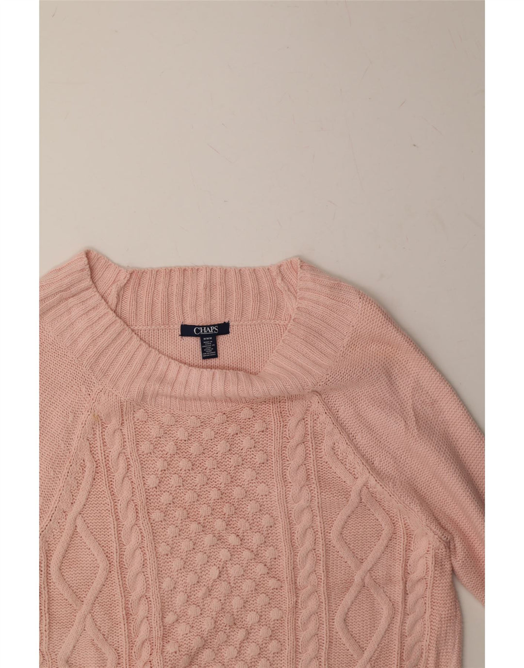 CHAPS Womens Boat Neck Jumper Sweater UK 14 Medium Pink Cotton Vintage Chaps and Second-Hand Chaps from Messina Hembry 