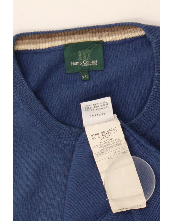 Henry Cottons - Jersey de cuello redondo para hombre, talla 2XL, lana azul