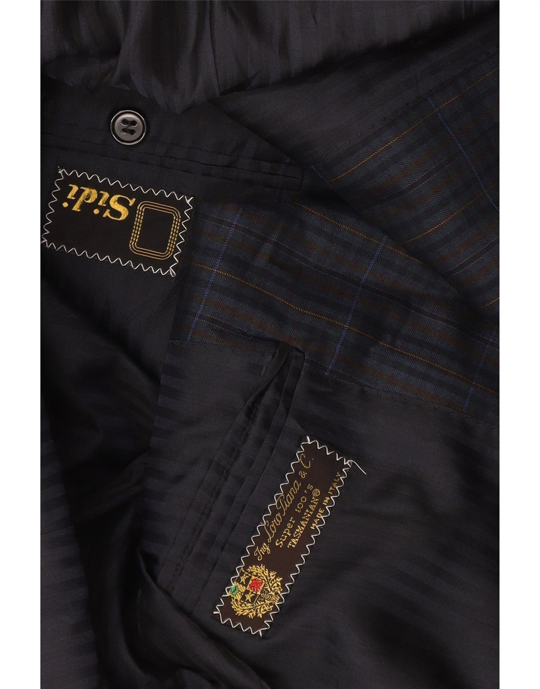 Sidi Chaqueta tipo blazer de 2 botones para hombre UK 38 Medium Navy Blue Check