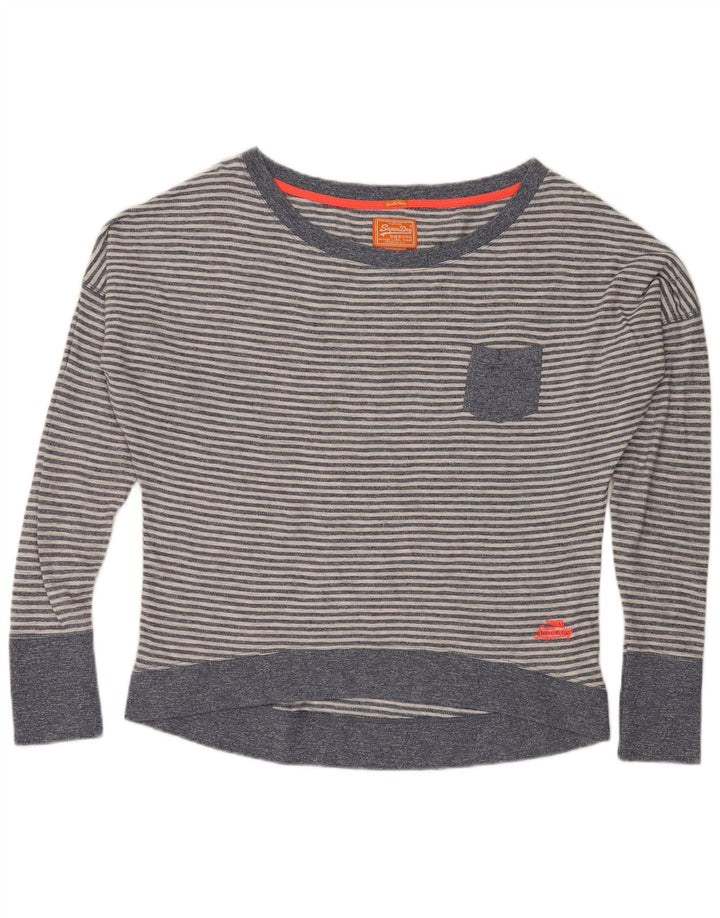 Superdry Blusa extragrande para mujer UK 46 Algodón a rayas azules grandes