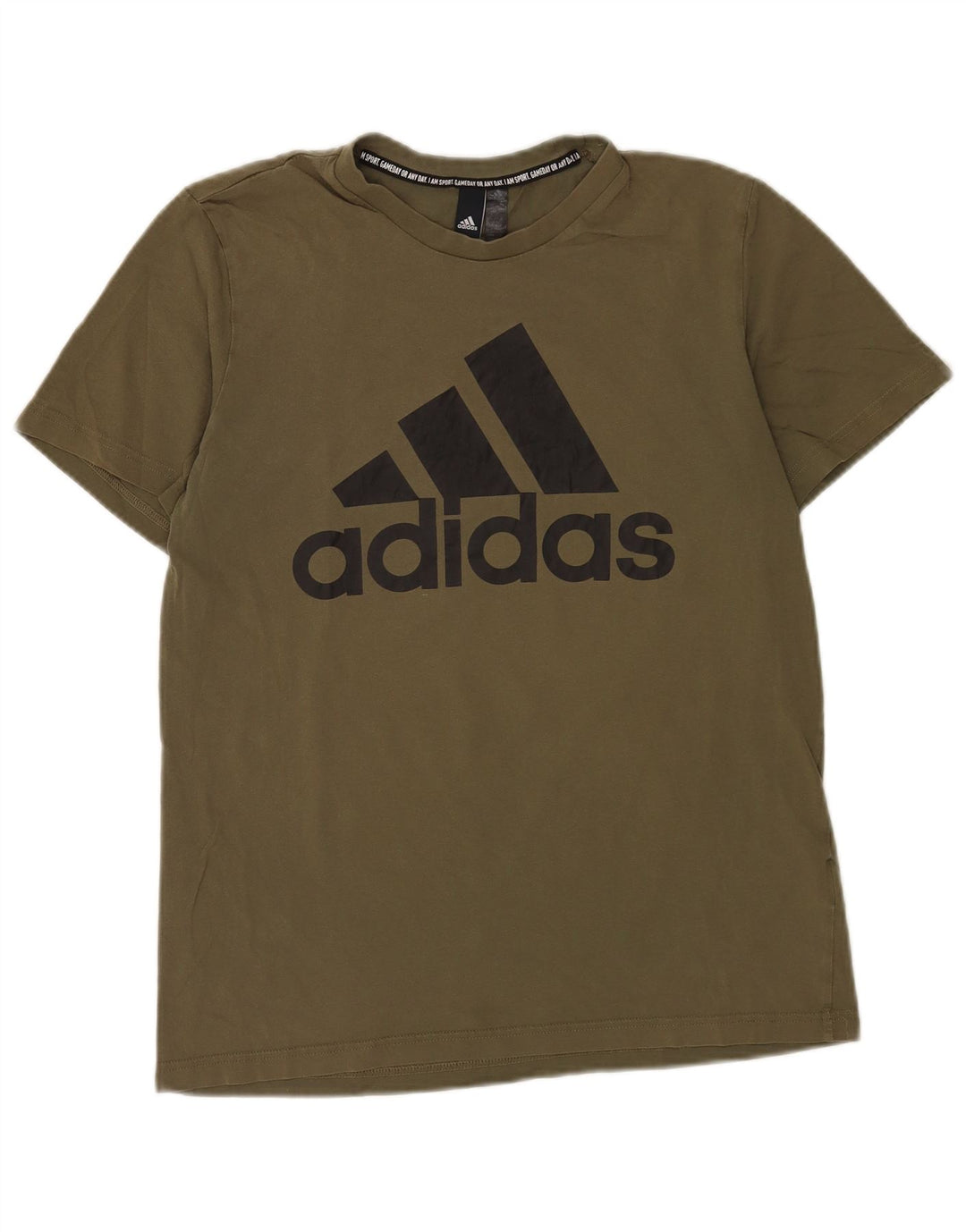 Adidas Hombre Camiseta Gráfica Top Medium Khaki Algodón