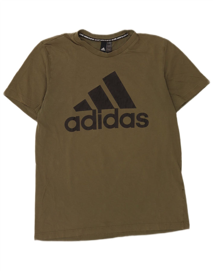 Adidas Hombre Camiseta Gráfica Top Medium Khaki Algodón