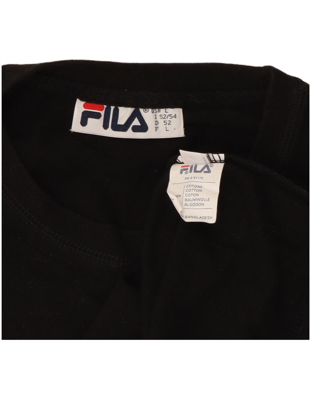 Fila - Camiseta gráfica para hombre, talla grande, algodón negro