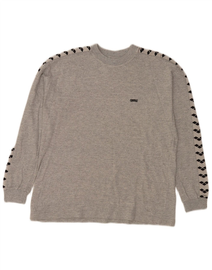Arena Hombre Gráfico Top Manga Larga Pequeño Gris Moteado