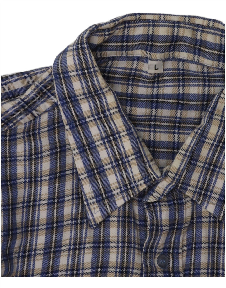 VINTAGE camisa de franela para hombre a cuadros azules grandes