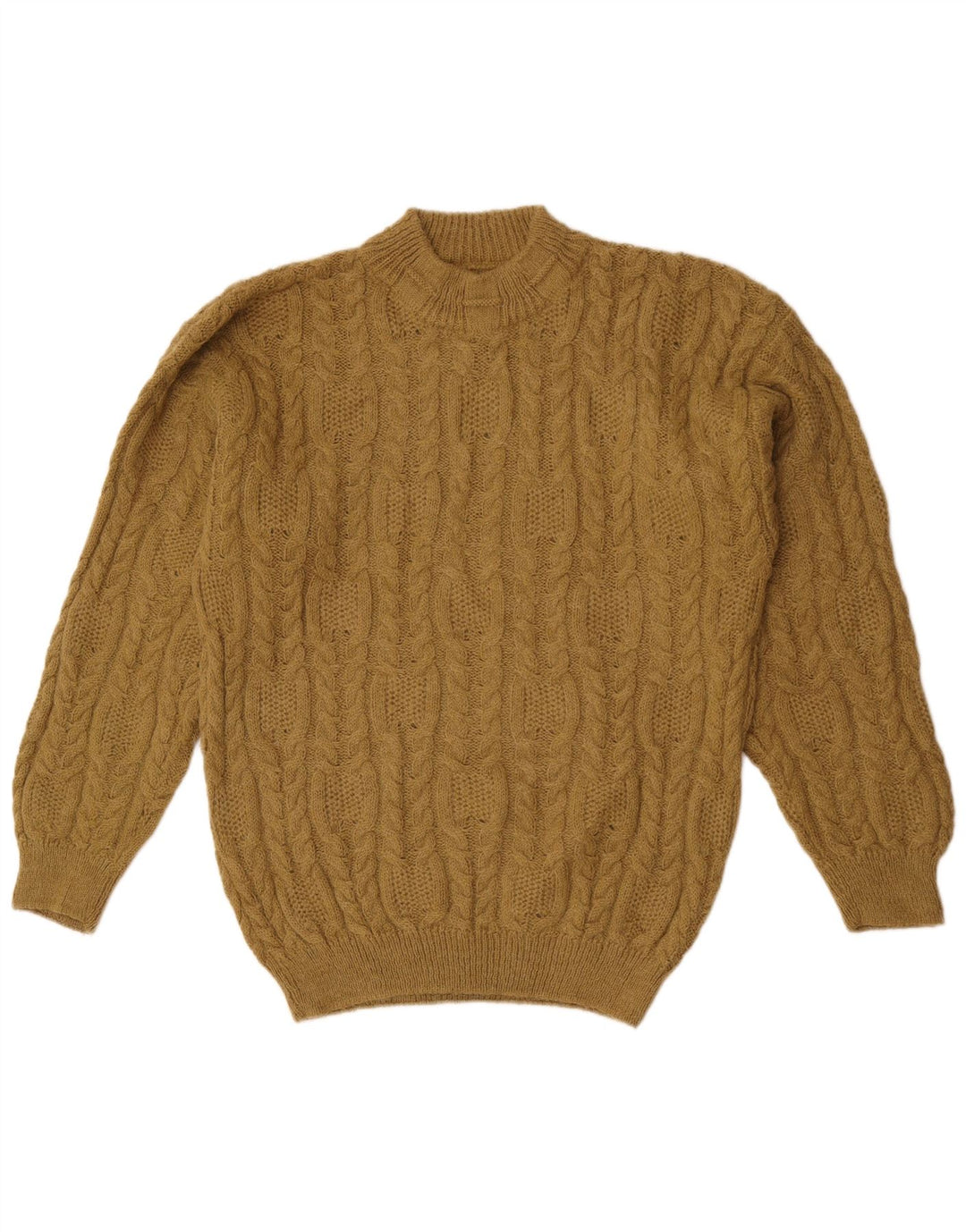 Vintage hombres tortuga cuello jumper suéter pequeño caqui alpaca lana