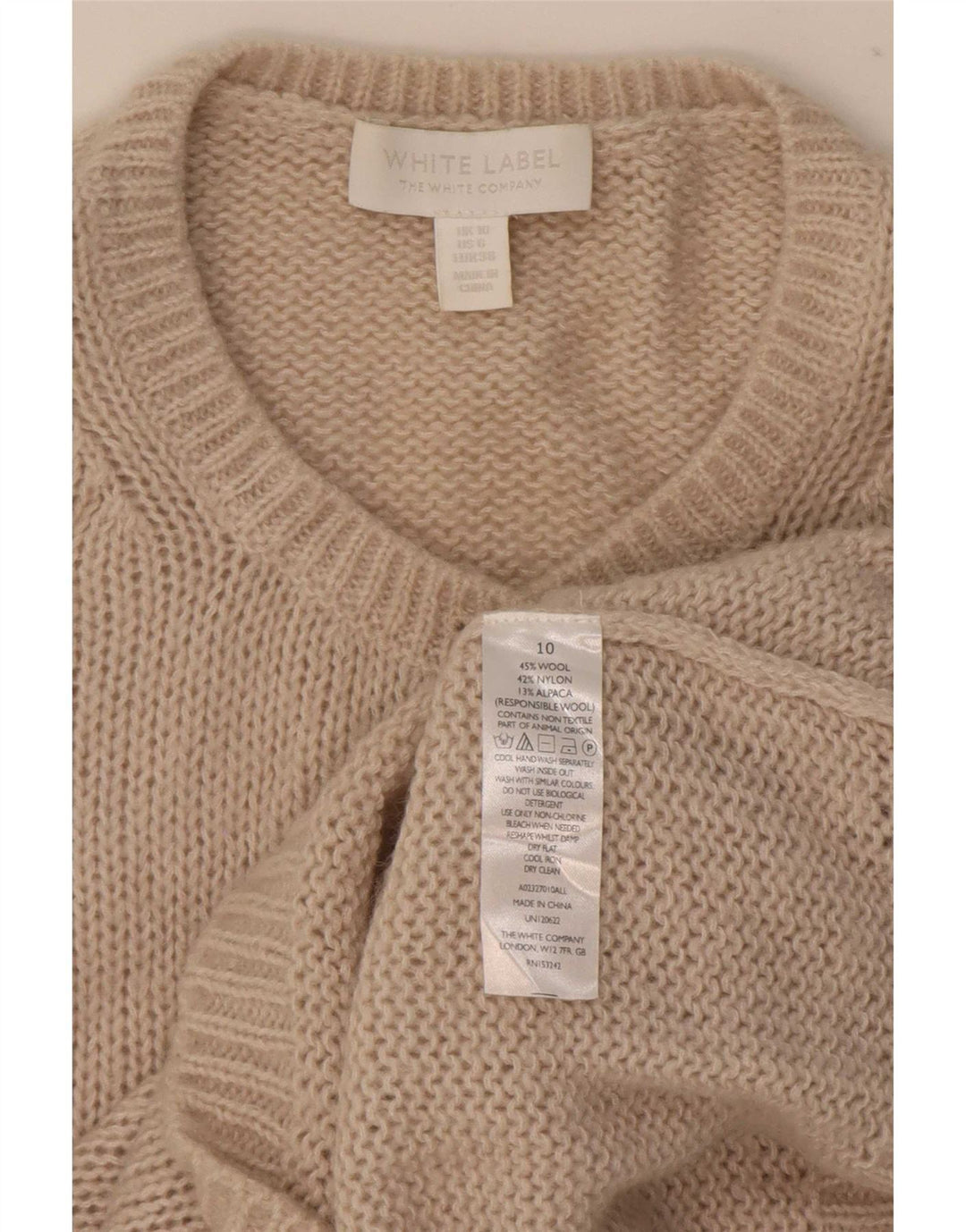White Label - Cárdigan para mujer, talla 40, talla pequeña, lana beige
