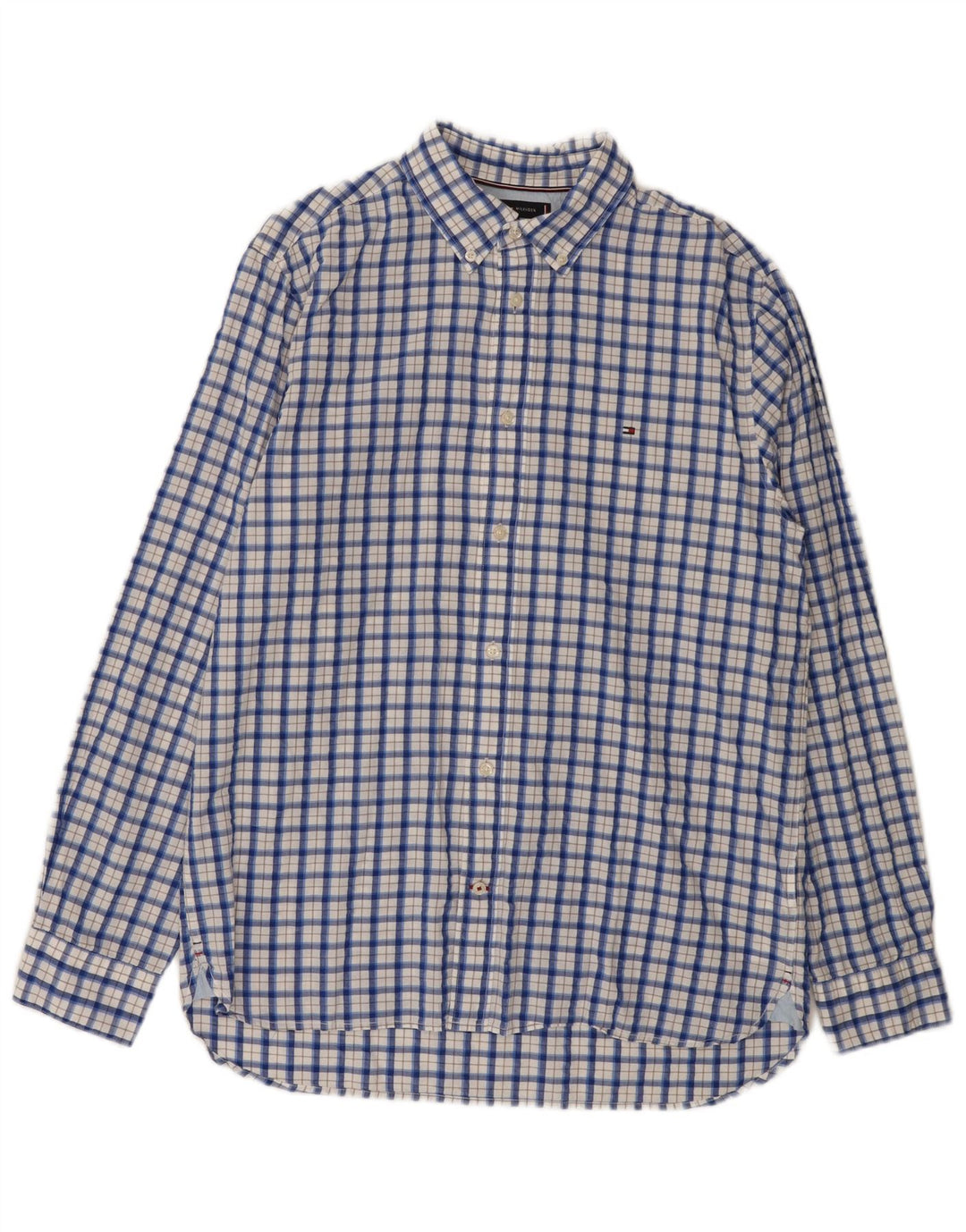 Camisa Tommy Hilfiger de corte regular para hombre de algodón a cuadros azules grandes