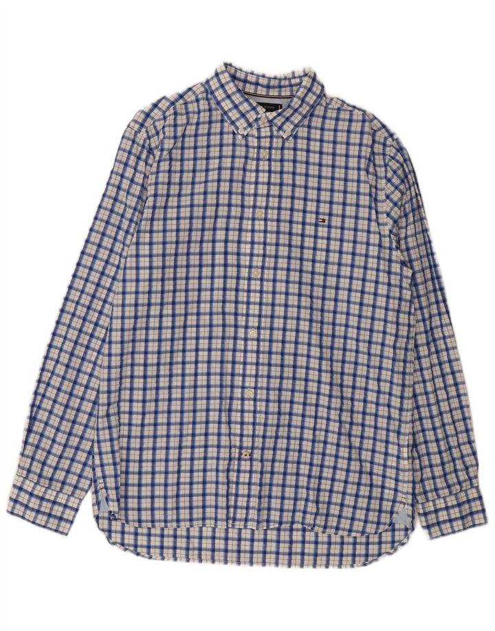 Camisa Tommy Hilfiger de corte regular para hombre de algodón a cuadros azules grandes