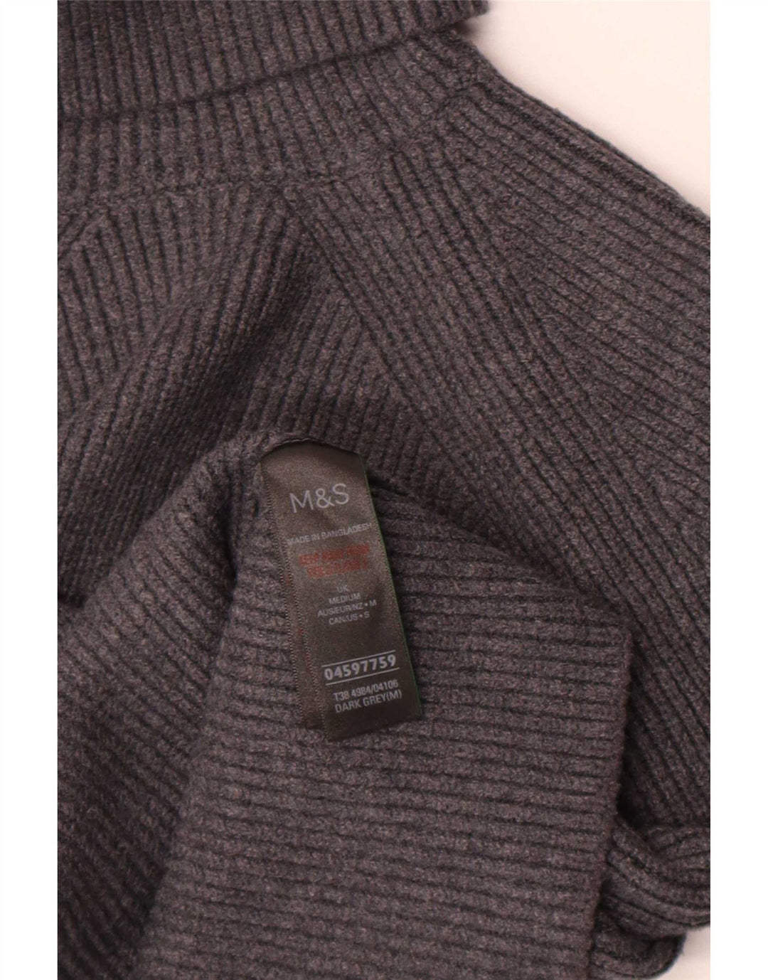 Marks & Spencer Suéter corto con cuello vuelto para mujer UK 40 Gris medio