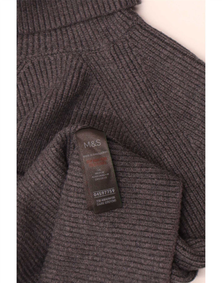 Marks & Spencer Suéter corto con cuello vuelto para mujer UK 40 Gris medio