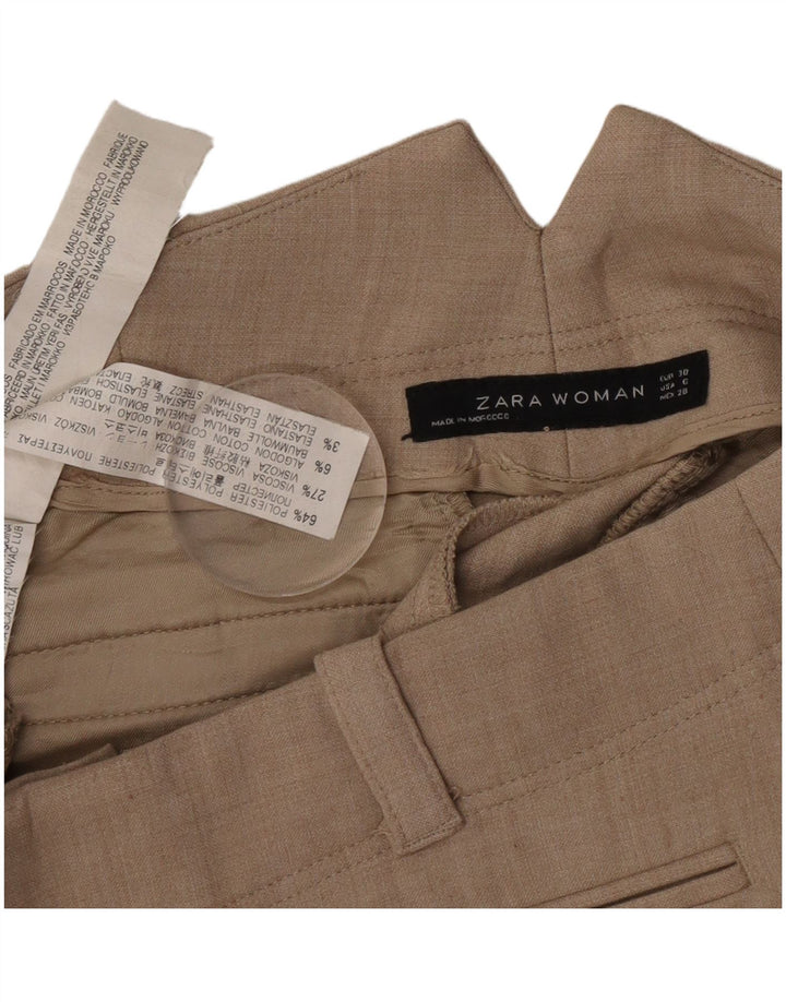 Zara Mujer Pantalón De Traje Recto EU 38 Small W28 L29 Poliéster Gris