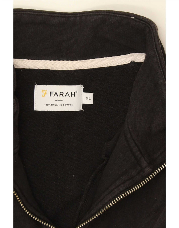 Farah Hombre Sudadera Con Cremallera Y Cuello Jumper XL Algodón Negro