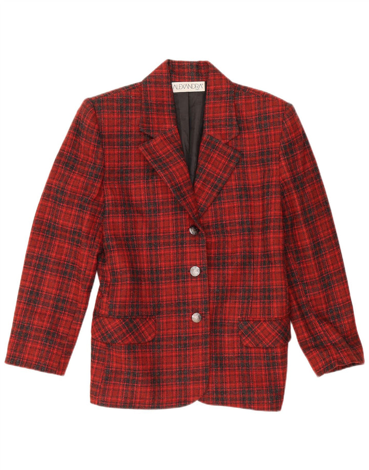ALEXANDRA Chaqueta tipo blazer de 3 botones para mujer IT 46 Lana a cuadros rojos grandes