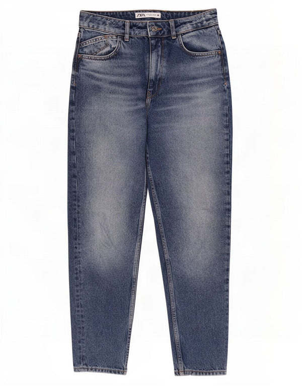 Zara Jeans Cónicos De Tiro Alto Para Mujer EU 38 Small W28 L28 Algodón Azul